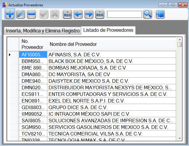 Consulta de proveedores